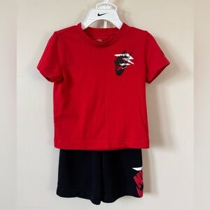 Nike Toddler Boys Short Set Size 3T Red and Black